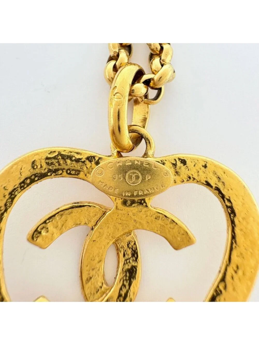 Chanel Necklace CC Logo Heart Gold Plated
